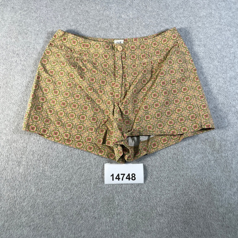 GAP Shorts Womens 8 Tan Floral Tile Print Cotton Flat Front Pockets Summer Wear